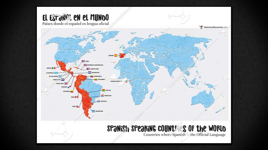 Mapa De Los Países Hispanohablantes • Spanish Speaking Countries Map Infancia Y Educación Shop 9261